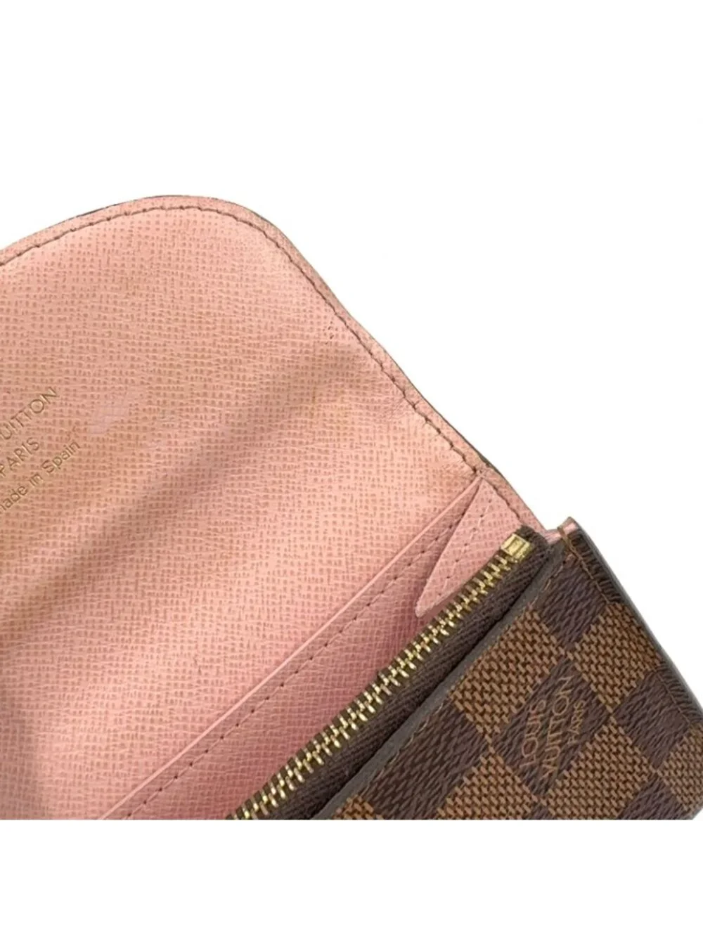Louis Vuitton Porte-Monnaie Rosalie Damier Ebene Rose Ballerine Leather Brown